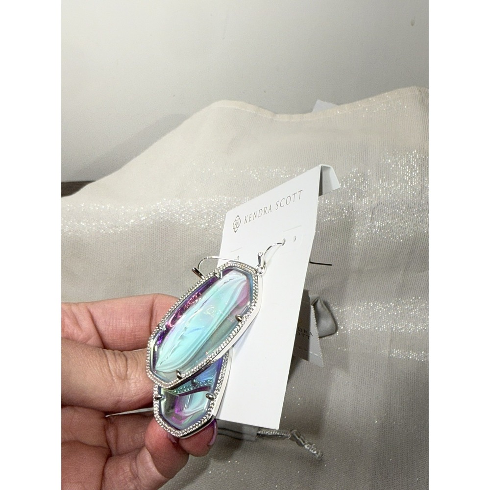 Kendra Scott Danielle Silver Drop Earrings In Dichroic Glass